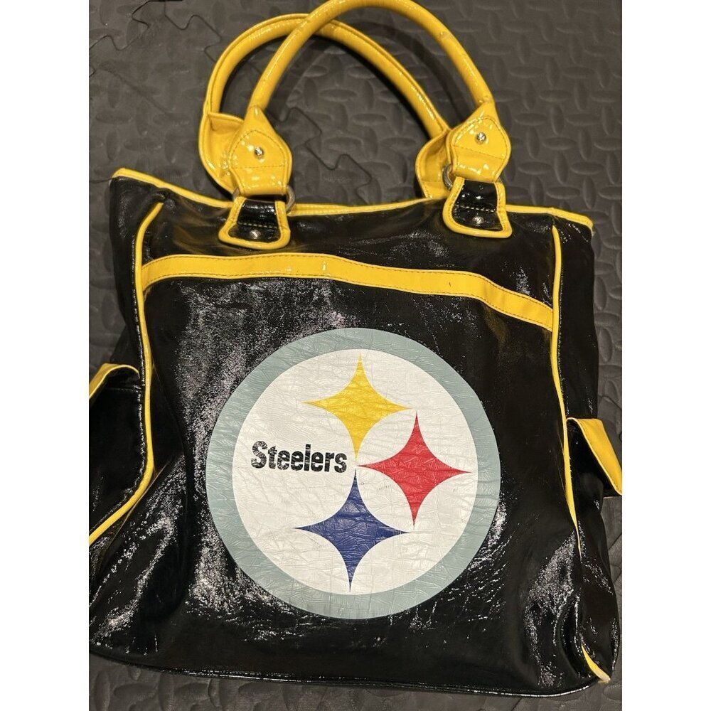 Pittsburgh Steelers Tote Bag NFL Football Vinyl Water Resistant Large Black Gold - Picture 4 of 15
